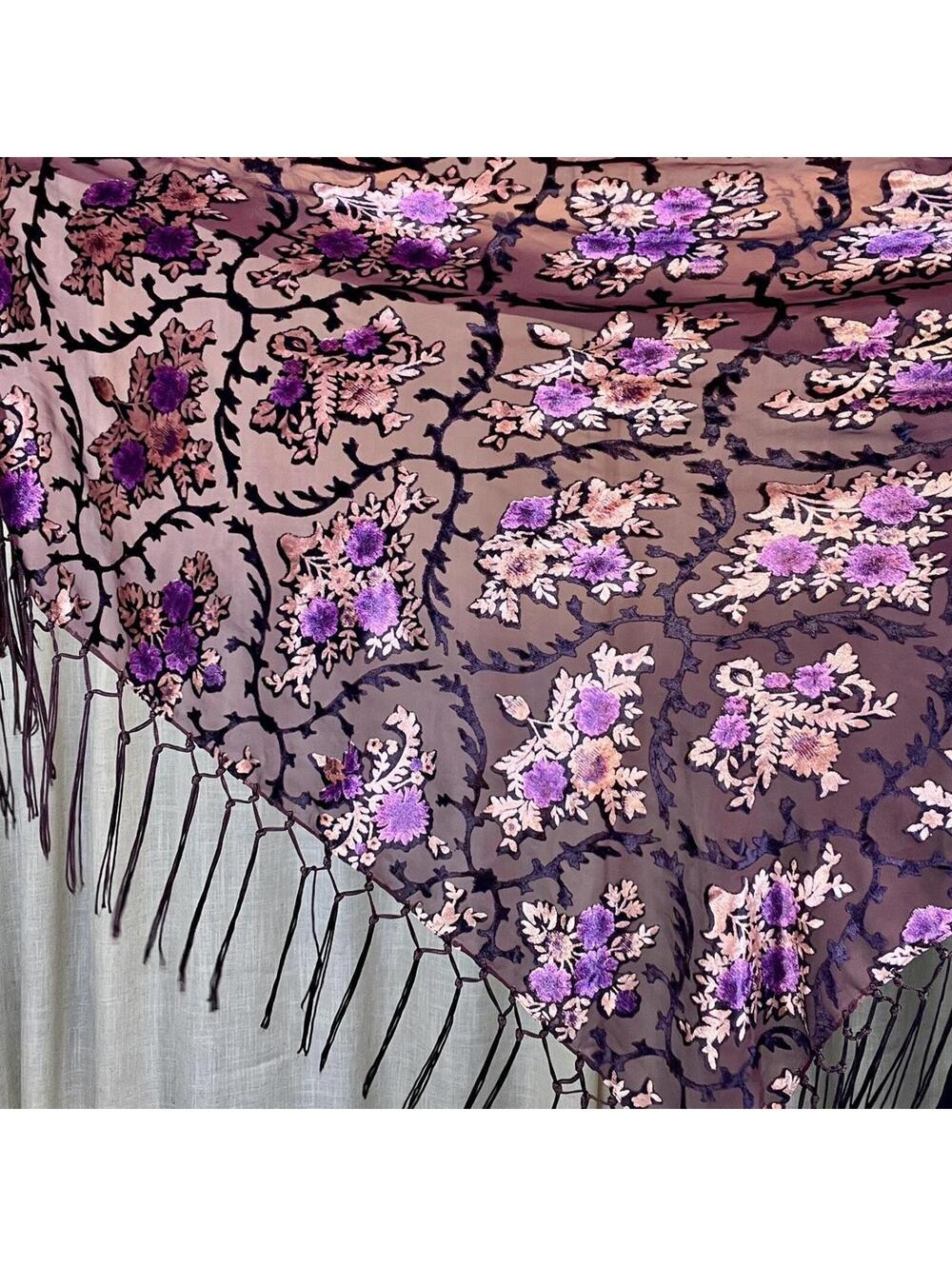 Floral Fringe Sheer Boho Shawl - Picture 4 of 5